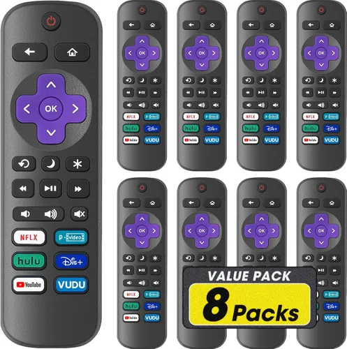 Vista 8 de Paquete de 4 controles remotos de repuesto solo para Roku TV, compatible con todos los TCL Roku/Hisense Roku/Onn Roku/Sharp/Philips Roku