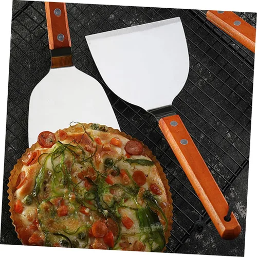 Vista 8 de Espátula de cocina para carne, mango de madera, herramienta de cocina fácil de colgar, espátula de mango de cocina para uso doméstico