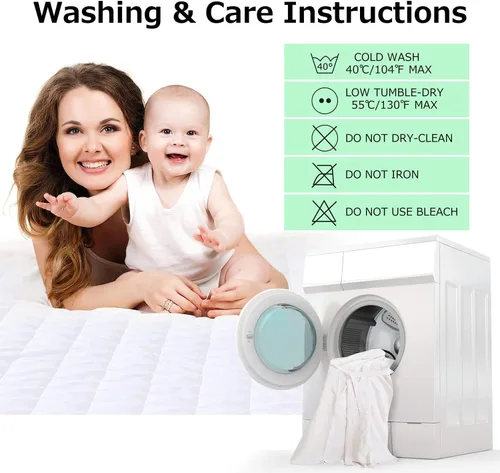 Vista 7 de AwsumPick Protector de colchón tamaño Queen suave, acolchado, transpirable, impermeable, para mojar la cama, sábana sin ruido para niños