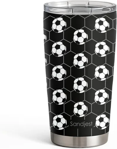 Vista 39 de SANDJEST Vaso de baloncesto con aislamiento de acero inoxidable de 20 onzas, taza de café de viaje, vasos deportivos, regalos para amantes