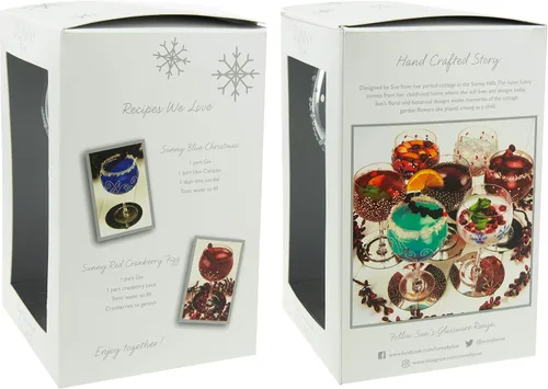 Vista 3 de Pavilion Gift Company Feliz Navidad - Acebo y bayas - Copa de vino pintada a mano (24 oz)