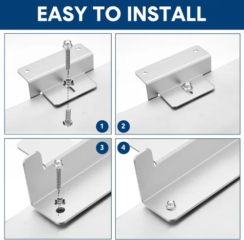 Vista 4 de Konohan Juego de 10 soportes de montaje para panel solar, soporte Z de aluminio, kit de soportes de montaje de panel solar con tuercas y pernos