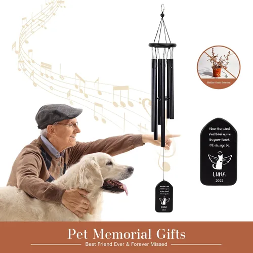 Vista 6 de Carillón de viento personalizado conmemorativo para gato, nombre de mascota personalizado, regalo de recordatorio de condolencia de gato, recuerdo