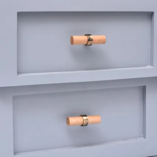 Vista 8 de Indian Shelf Paquete de 6 manijas de madera natural para cajones, pomos de tocador, tiradores de armario, estilo decorativo elegante