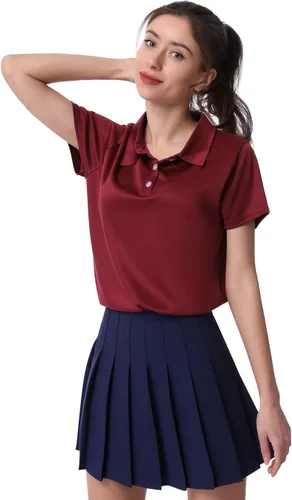 Vista 3 de Camiseta polo para mujer, camiseta de golf Dry Fit que absorbe la humedad, manga corta, deportiva, ropa deportiva, cuello con botones, entrenamiento