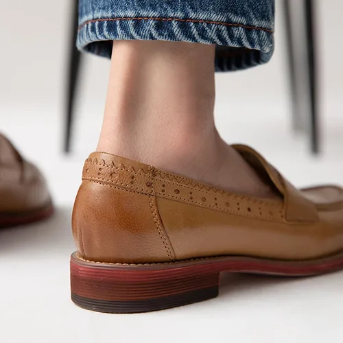 Vista 4 de U-lite Mocasines clásicos de piel de oveja para mujer, cómodos zapatos planos de vestir