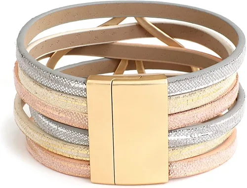 Vista 6 de hotoo Pulseras apilables de cuero con dije de corazón para mujer, pulsera de amor de moda, joyería de Navidad, aniversario de cumpleaños