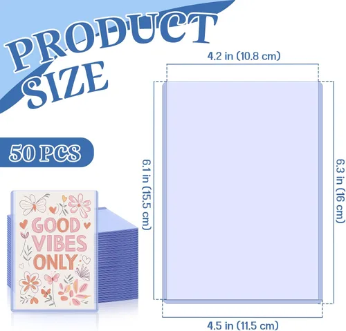 Vista 3 de Vmiapxo Paquete de 50 fundas de plástico duro de 4 x 6 pulgadas, funda impermeable para tarjetas de intercambio, tarjetas de béisbol deportivas