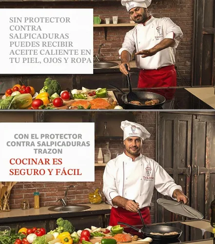 Vista 3 de Pantalla contra salpicaduras de grasa para sartén de 13 pulgadas – Detiene el 99% de las salpicaduras de aceite caliente – Protege la piel