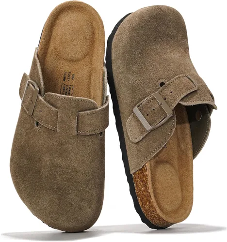 Vista 5 de Project Cloud Benton - Zuecos con plantilla de cuero genuino para mujer, pantuflas de espuma viscoelástica con soporte de arco, sandalias de moda
