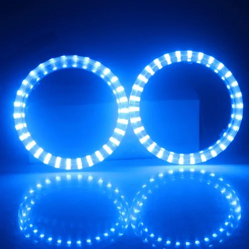 Vista 8 de Qasim 1 par de anillos de halo LED RGB de 80 mm con 30 SMD 3535, ojos de ángel para motocicleta y coche, luz DRL, luz antiniebla, señal de giro