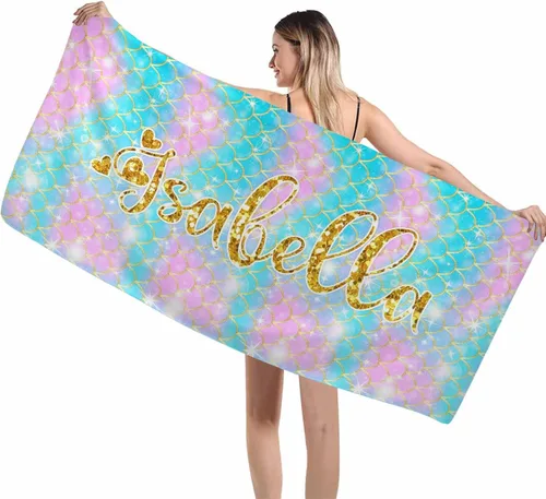 Vista 34 de Interestprint Toalla de piscina con nombre personalizado para niños, adultos y hombres, toalla de playa naranja personalizada con número