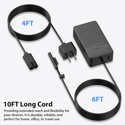 Vista 5 de Cargador Surface Pro de 65 W para Microsoft Surface Pro Charger 10,9, 8, 7+, 7, 6, 5, 4, 3, X, Windows Surface Laptop 5, 4, 3, 2, 1, Studio Surface