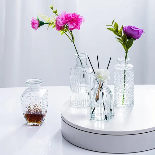Vista 4 de Juego de jarrones de cristal, 24 jarrones pequeños para arreglos florales, bonito jarrón a granel para decoración de mesa de centro de mesa
