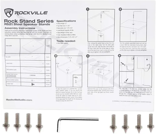 Vista 8 de Rockville RS21B - Soportes para altavoces de estantería de 21 pulgadas de acero, capacidad de 27 kg, gestión de cables, almohadillas anti-vibración
