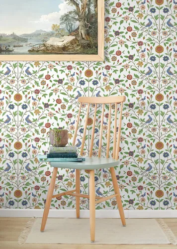 Vista 3 de NextWall Papel tapiz para despegar y pegar de pájaro (blanco)