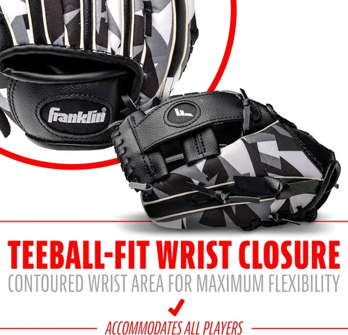Vista 5 de Franklin Sports Kids Baseball Gloves - RTP Child's Tball Glove - Boys + Girls Teeball Mitt Set - Kids + Toddler - Right or Left Hand Throw - 9.5