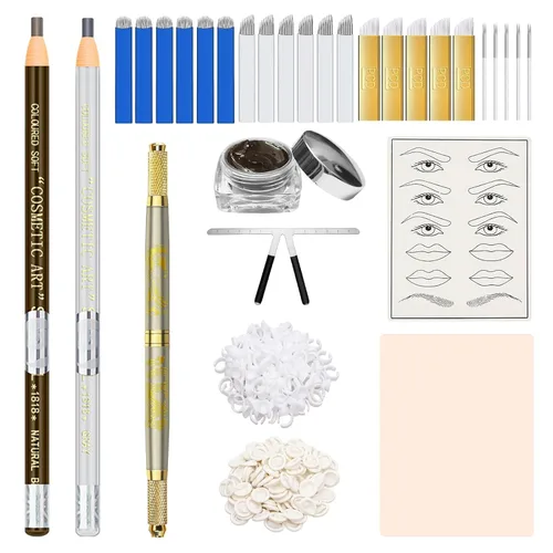 Vista 9 de Microblading Pen - Bolígrafos manuales para cejas, suministros de microcuchilla, herramienta de mano de microblading de doble cara para suministros