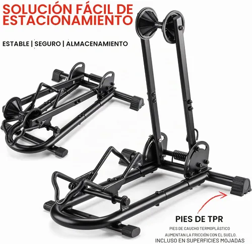 Vista 3 de Soporte de piso para bicicleta de interior, soporte para bicicleta para coche/hogar, almacenamiento de bicicletas, soporte de estacionamiento