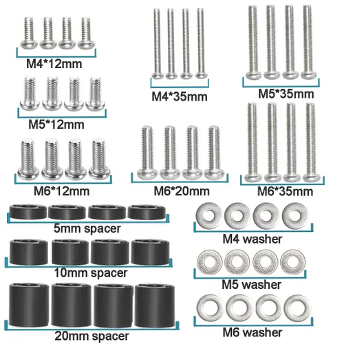 Vista 2 de Accesorios de montaje universal para TV, tornillo de montaje de TV de acero inoxidable 304, el paquete contiene tornillos M4, M5, M6, arandelas