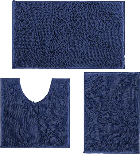 Vista 26 de Juego de 3 alfombras de baño antideslizantes de 3 piezas, alfombra de baño ultra suave, alfombra de baño absorbente y peluda, juego perfecto