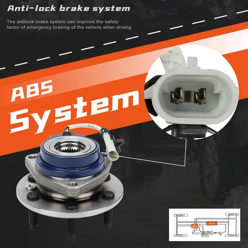 Vista 3 de 513236 Buje de rueda delantera izquierda/derecha y conjunto de rodamientos con ABS para Buick Terraza 2006-07, para Chevy Uplander 2006-09