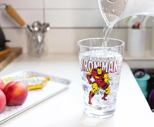 Vista 4 de Iron Man Marvel Retro - Vaso acrílico irrompible de 16 onzas