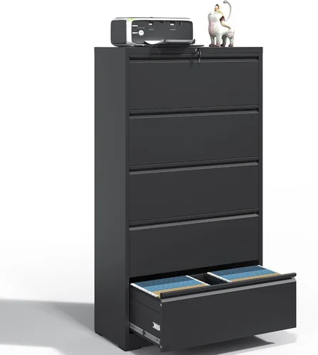 Vista 12 de Archivador lateral de 2 cajones para oficina en casa, archivador de metal con cerradura, cajones de almacenamiento de archivos para carpetas