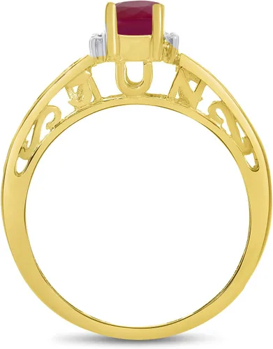 Vista 5 de Direct-Jewelry Anillo de diamantes y rubí ovalado de oro amarillo de 14 k
