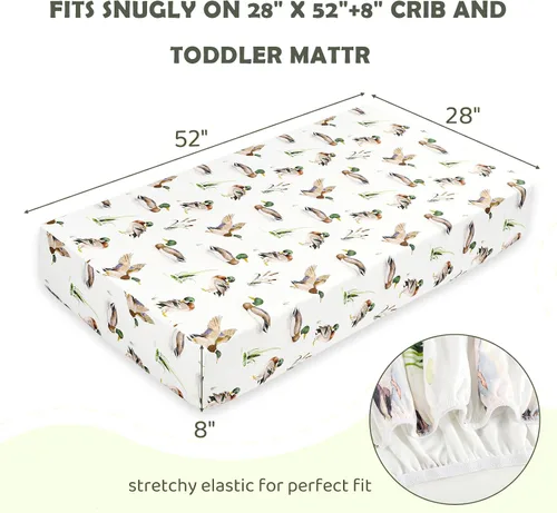 Vista 3 de Baby Crib Sheets for Boys 2 Pack, Toddler Bed Sheets Neutral, Extra Breathable, Soft, Stretchy Microfiber, 28"x 52" Fitted Sheet for Standard Crib &