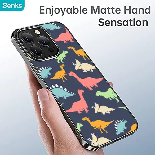 Vista 4 de Funda compatible con iPhone 13 Pro Max, colorida y bonita funda con estampado de dinosaurio de dibujos animados para iPhone, protección contra