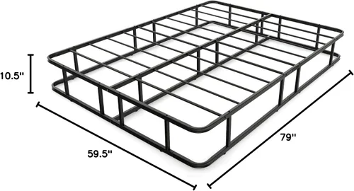 Vista 3 de KOMFOTT Base de cama de plataforma de metal tamaño Queen, base de colchón de metal resistente, plataforma de soporte de listones de metal con patas