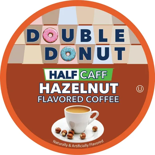 Vista 30 de Double Donut Coffee Cápsulas de Café Half Caff, Cápsulas de Café de Media Cafeína de Porción Individual para Cafeteras Keurig K Cup, Tostado Medio