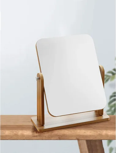 Vista 8 de Tocador HD con base de madera, espejo de maquillaje para dormitorio de niña, giratorio de 360°, espejo de afeitado de escritorio, adornos