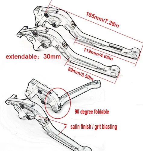 Vista 6 de Palancas de freno de embrague para GSXR600 GSXR750 96-03, SV650/X 16-22, GSX250R V-Strom 17-21, GSXR1000 01-04, GSR750/GSX-S750 DL650/XT 11-22