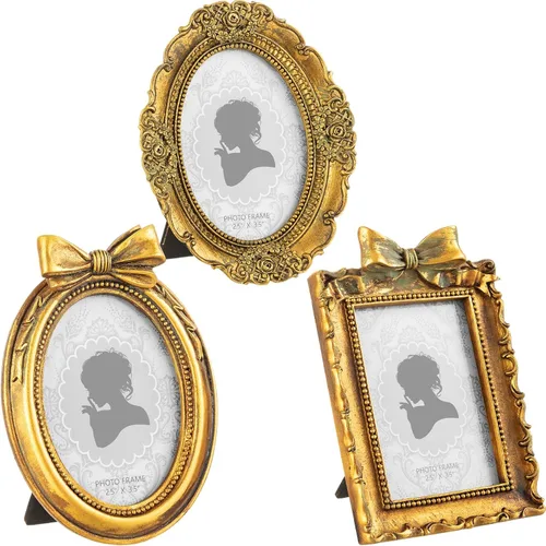 Vista 11 de Vicenpal 3 Pcs Tiny Vintage Ornate Picture Frames 2.5 x 3.5 Inch Black Gold Negro dorado