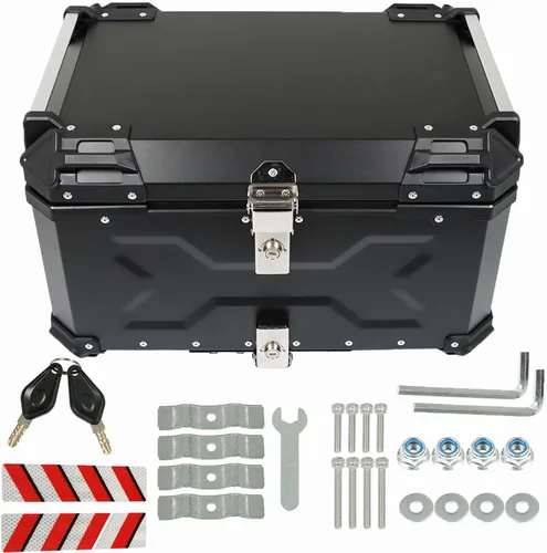 Vista 8 de labwork 55L Caja de Equipaje Superior para Motocicleta con Respaldo y Placa de Montaje, Aluminio Duro Resistente al Agua con Cerradura de Seguridad