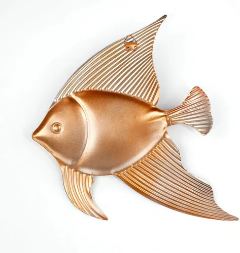 Vista 5 de FANWNKI Juego de 3 esculturas de metal para decoración de pared de peces para exteriores, interiores, para colgar en la piscina, hogar, porche