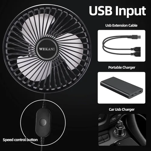 Vista 4 de Ventiladores de carrito de golf para accesorios de carrito de golf, ajustes de 3 velocidades para modelos EZGO Club Car Yamaha con abrazadera