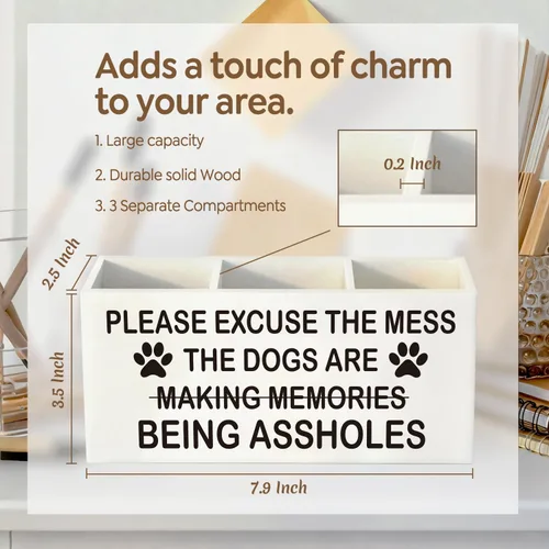 Vista 2 de Portalápices para perros regalos para mujeres y hombres, regalos para amantes de las mascotas, Please Excuse The Mess The Dogs are Being Assholes