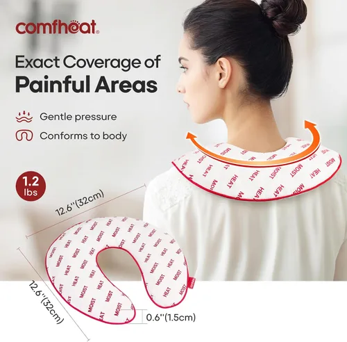 Vista 3 de Almohada de cuello para microondas lavanda, calentable/refrigerable, para el cuello, para aromaterapia, con funda extraíble lavable, ideal
