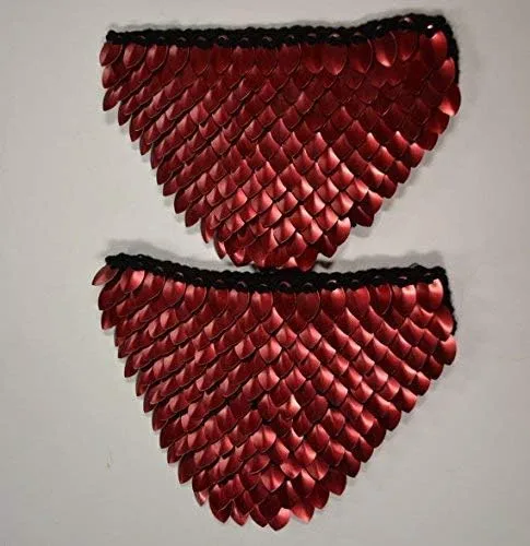 Vista 4 de Scale Mail Epaulettes in Knitted Dragonhide Armor - Red