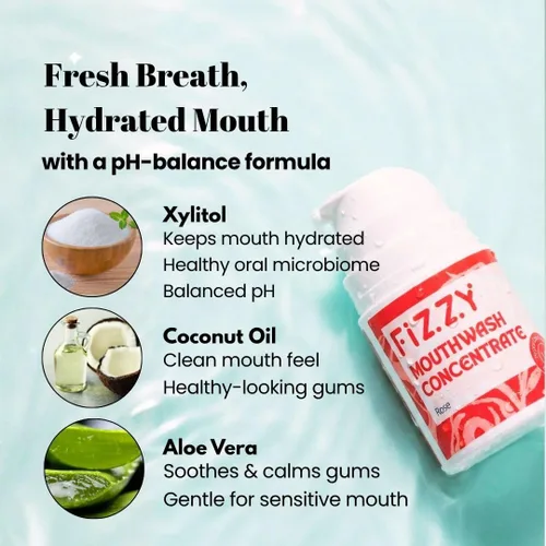 Vista 5 de Concentrado de enjuague bucal Fizzy Reparación de esmalte remineralizante, nano hidroxiapatita Tamaño de viaje 20 veces concentrado Sin flúor