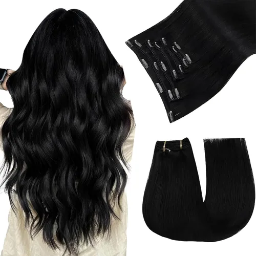 Vista 24 de Easyouth Extensiones de cabello rubio con clip, extensiones de cabello humano con clip, color rubio blanco, 7 unidades de 3.33 oz, extensiones