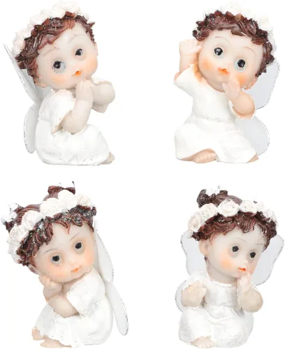 Vista 3 de ABOOFAN 4 piezas de mini estatuas de ángel de resina, ángeles de la guarda, ángeles de jardín, escultura, colección de ángeles, estatuas