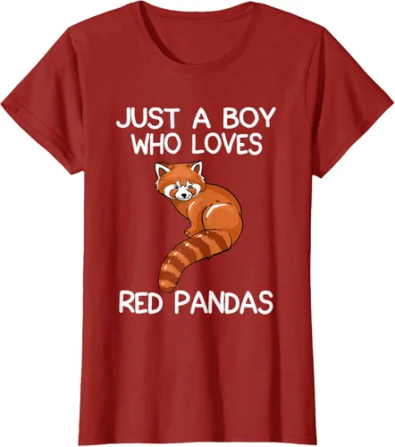 Vista 45 de Just A Boy Who Loves Red Pandas Gift - Camiseta con diseño de panda roja, Negro, S