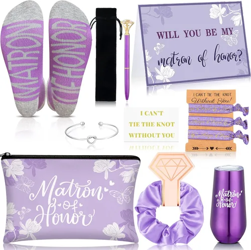 Vista 9 de Yexiya Juego de 13 piezas de regalo de caja de propuesta de dama de honor, regalo con texto en inglés "Will You Be My Maid of Honor", de acero