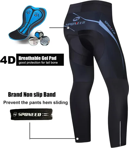 Vista 3 de sponeed - Mallas de ciclismo para hombre, acolchadas, 4D, para ciclismo de carretera