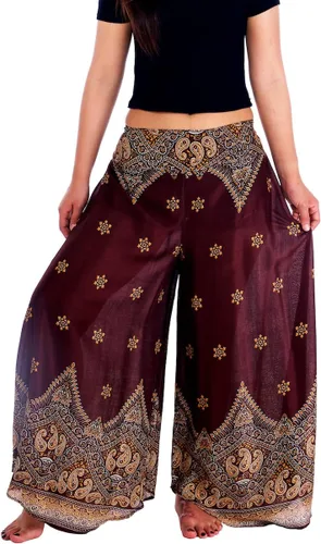 Vista 27 de Lannaclothesdesign Boho Palazzo Pants Women Pavo real colorido negro
