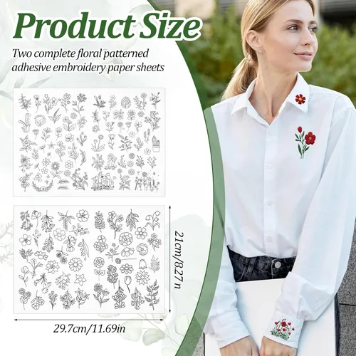 Vista 4 de 122 piezas de papel de bordado lavado - Estabilizador soluble en agua para patrones de bordado, palo y costura para coser a mano y a máquina